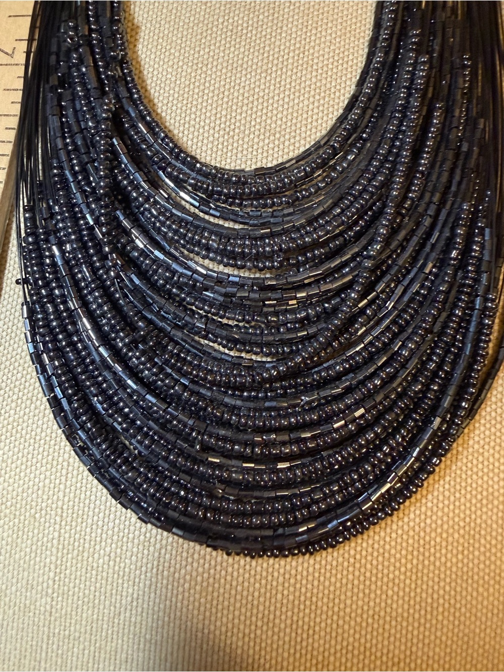 Multi-Strand Black Beaded Statement Necklace - Women Jewelry